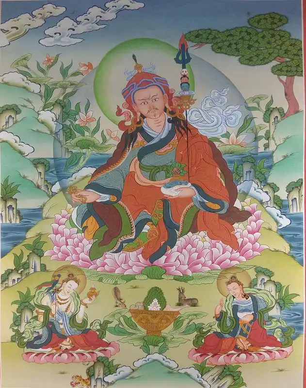 Guru Padmasambhava avec Yeshe Tsogyal et Mandarava