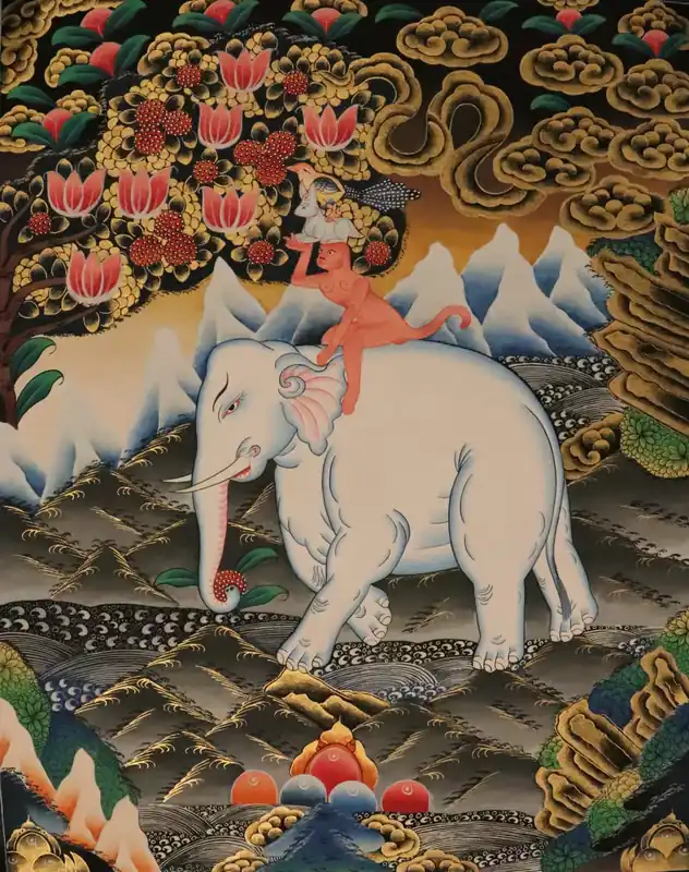 Thangka des Quatre Amis Harmonieux