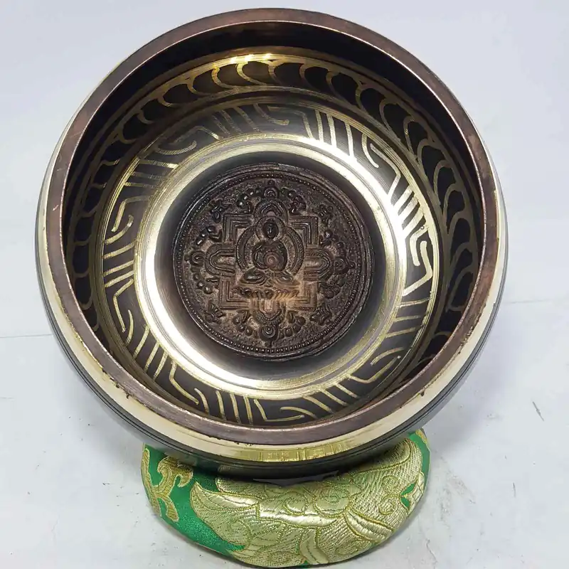 Mandala du Bouddha sur un Bol Chantant en Relief
