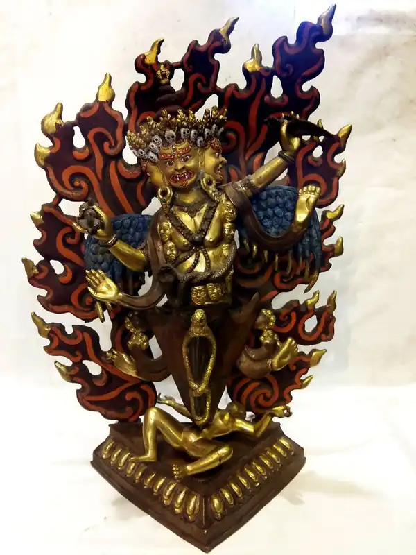 Statue ancienne de Mahakala Phurba à quatre bras