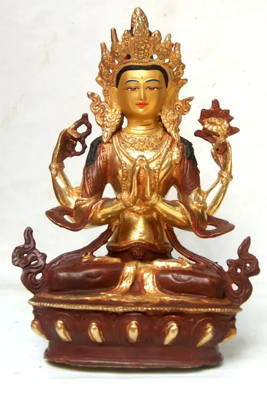 Statue en cuivre de Chenrezig