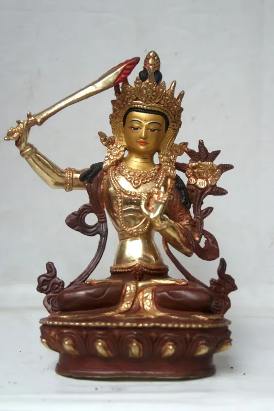 Statue en cuivre de Manjushree