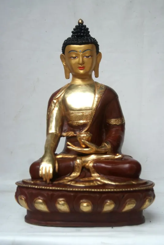 Statue en cuivre du Bouddha Shakyamuni
