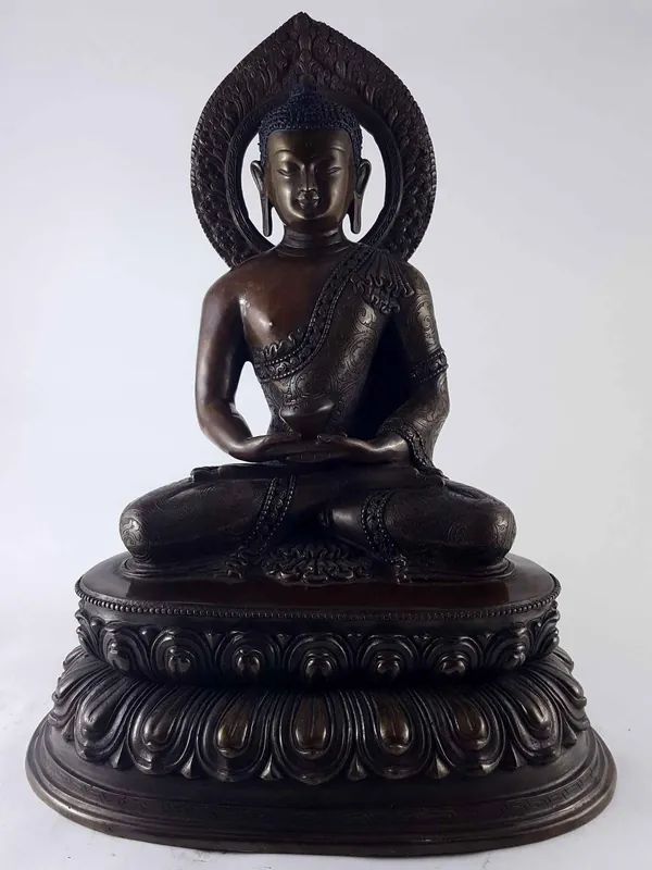 Statue en cuivre d’Amitabha Bouddha avec sculpture
