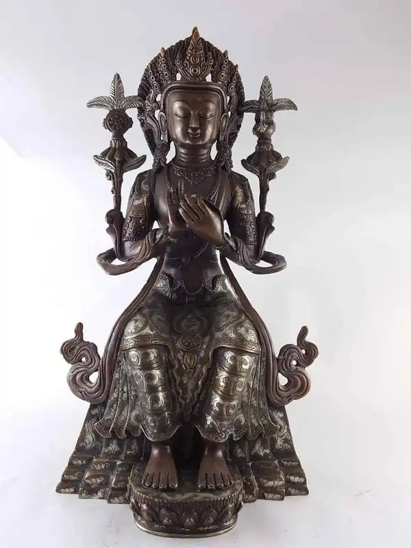 Statue en cuivre du Bouddha Maitreya