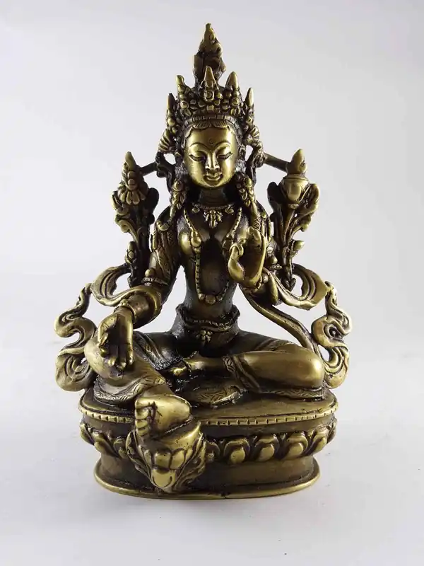 Statue de Tara Verte en laiton du Népal