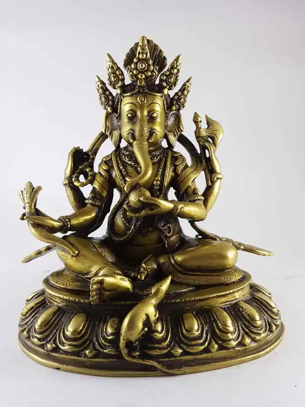 Statue tibétaine en laiton de Ganesh