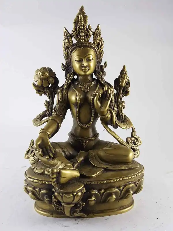 Statue en laiton de Tara Verte