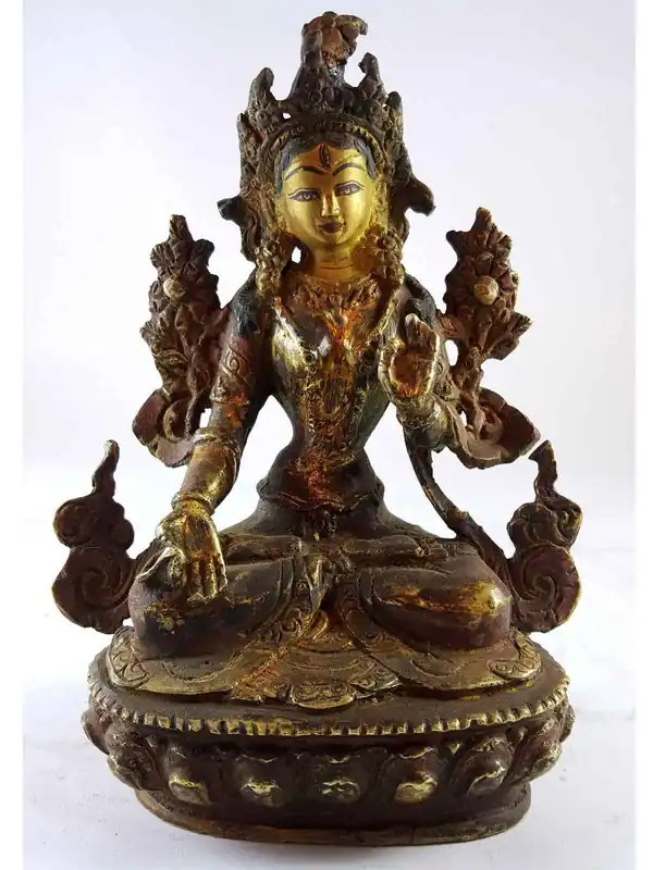 Statue tibétaine artisanale de Tara Blanche