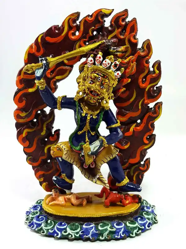 Statue en thangka faite à la main de Khadga Pani avec finition colorée.