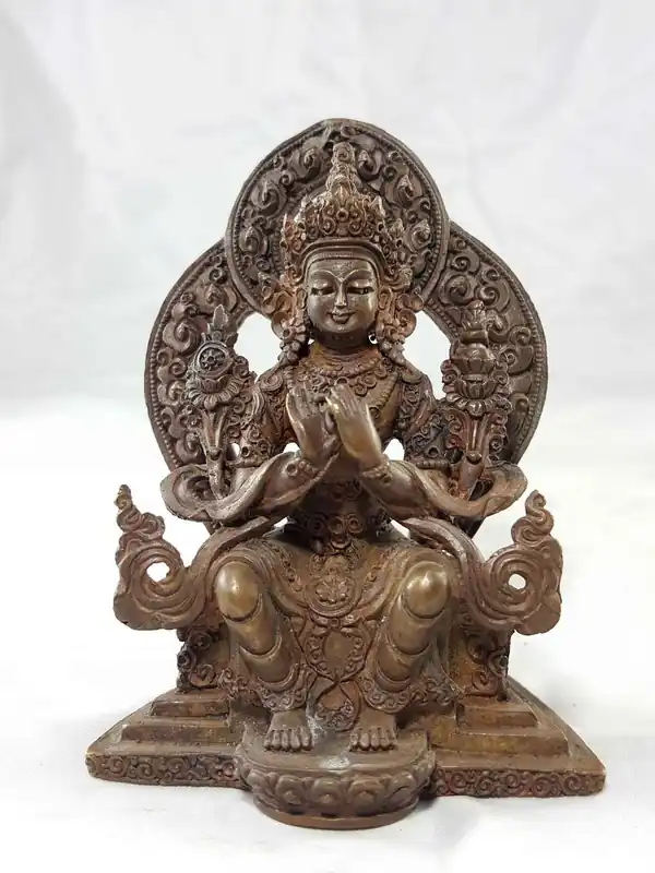 Statue miniature en cuivre du Bouddha Maitreya