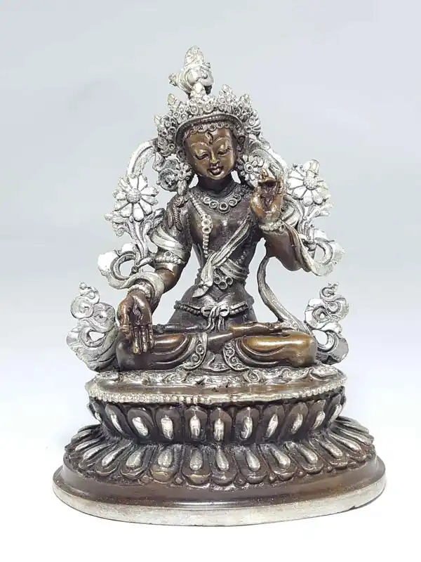 Statue de la Tara Verte avec Base en Double Lotus