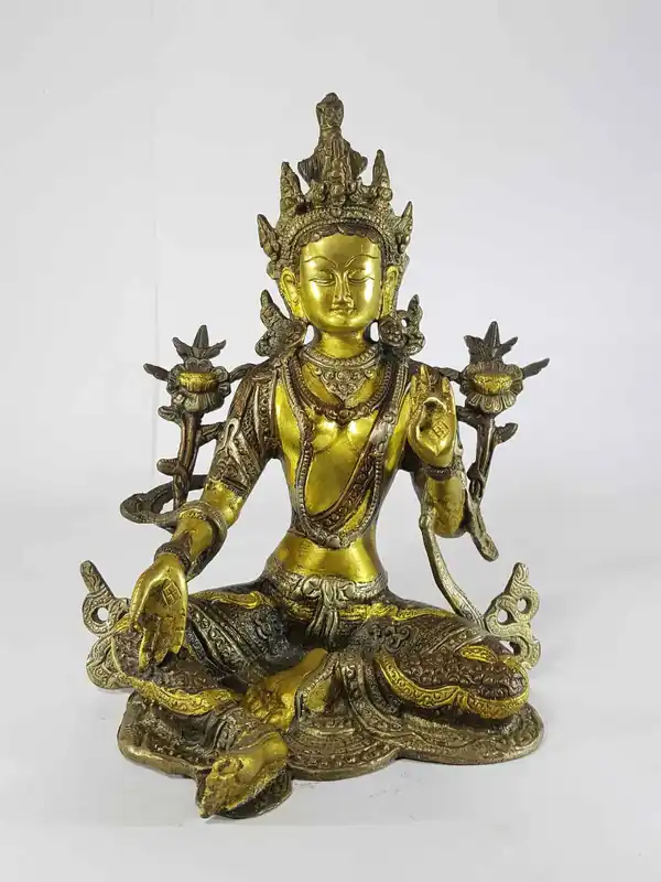 Statue de l’Ara Verte Tibétaine en Fonte de Sable