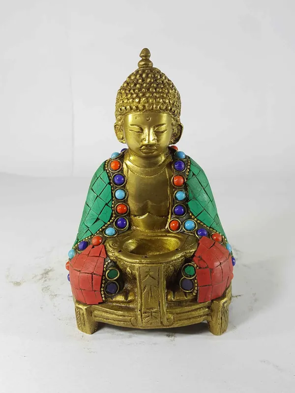 Statue de Bouddha en fonte de sable avec mise en place de pierre