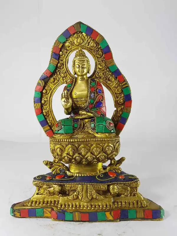 Statue de Bouddha Amoghasiddhi en fonte de sable