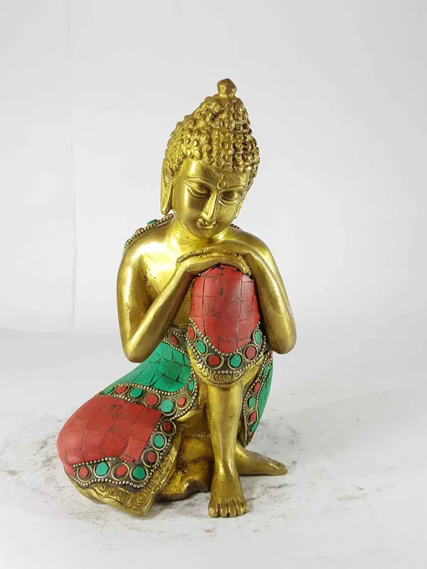 Statue du Bouddha reposant en fonte de sable avec mise en place de pierre.