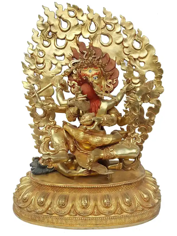 Statue de Mahakal Shakti à Six Bras en Méditation