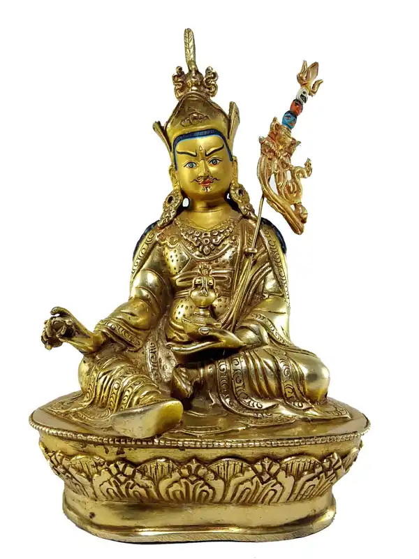 Statue de Guru Rinpoche Padmasambhava à visage peint