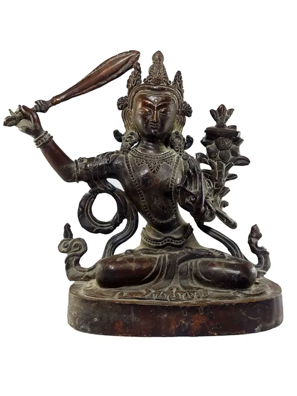 Statue de Manjushri avec une finition naturelle