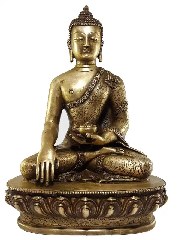 Statue de Bouddha Shakyamuni en finition bronze