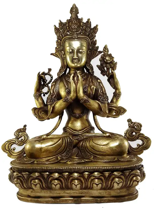 Statue de Chenrezig Khercheri Avalokitesvara en finition bronze