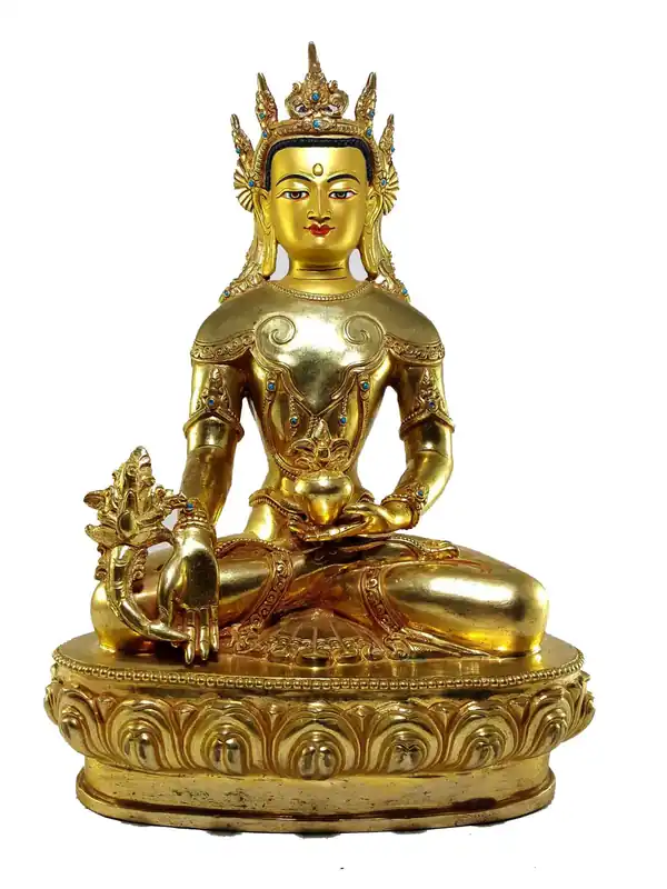 Statue du Bouddha de la Médecine avec un Visage Peint