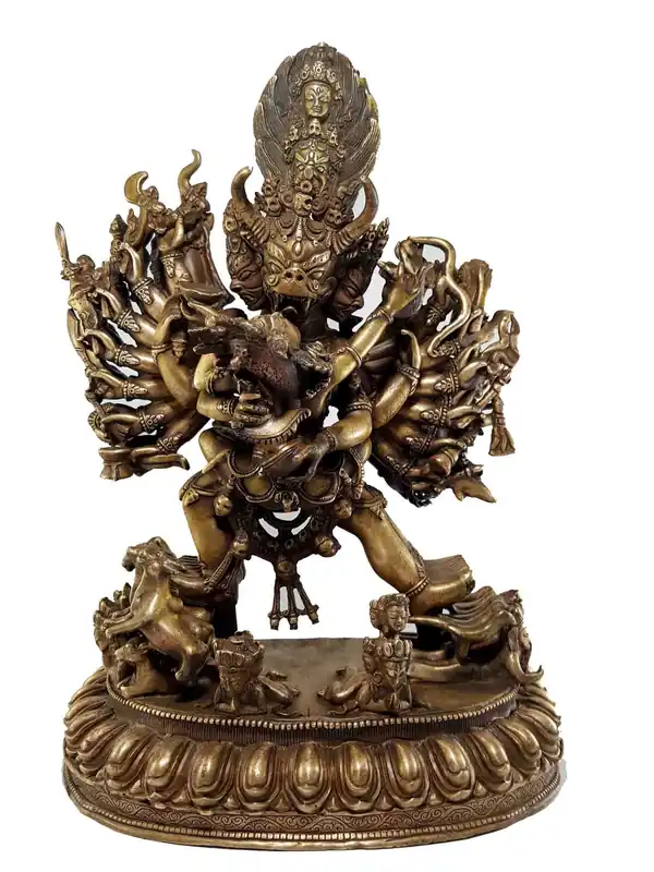 Statue de Megasambara Yamantaka Vajrabhairava en finition bronze