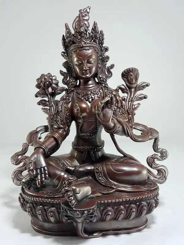 Statue de Tara Verte plaquée cuivre