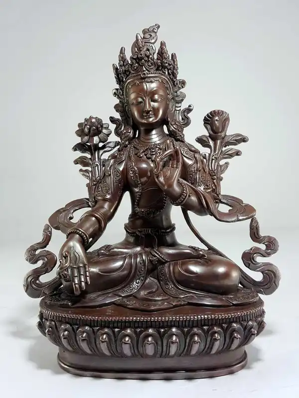 Statue de Tara Blanche plaquée cuivre