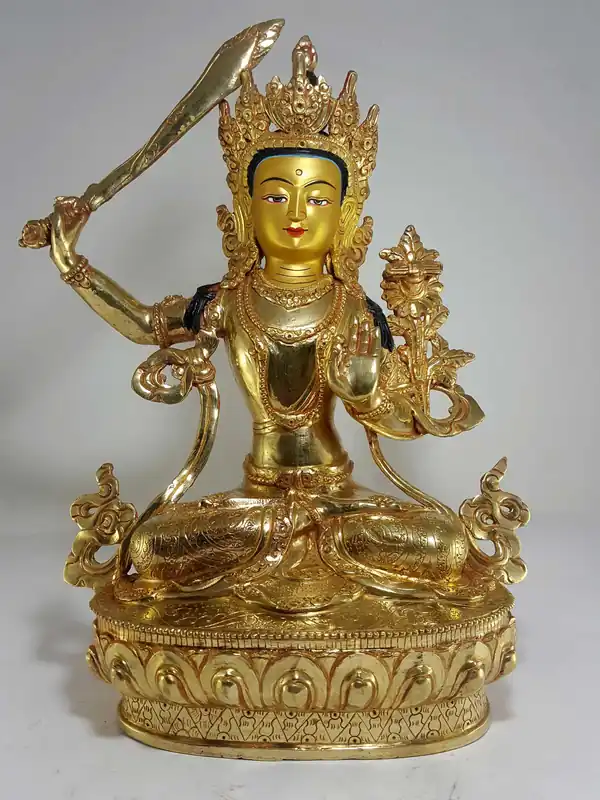 Statue de Manjushree au Visage Peint