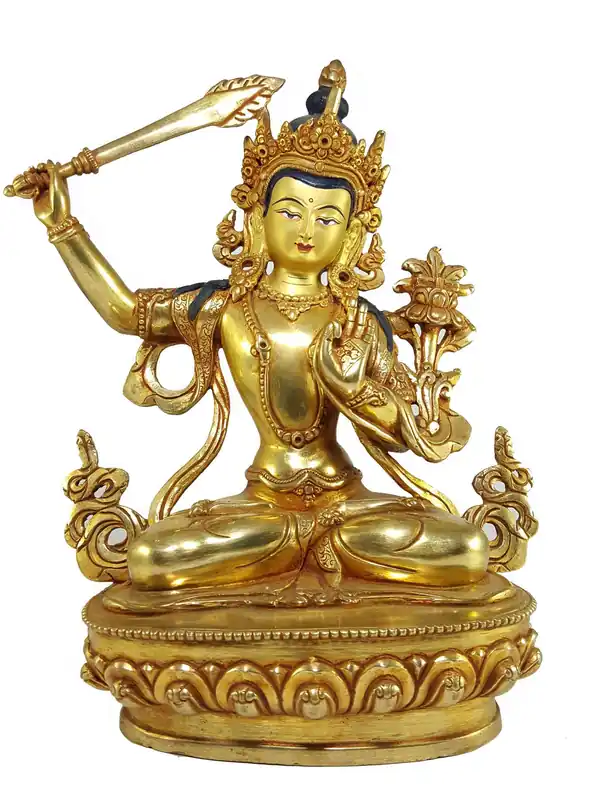 Statue de Manjushree au visage peint