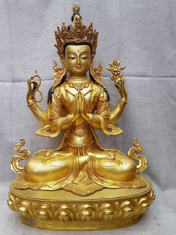 Statue d’Avalokitesvara au Visage Peint