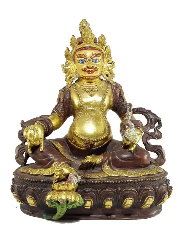 Statue de Jambhala Jaune au Visage Peint