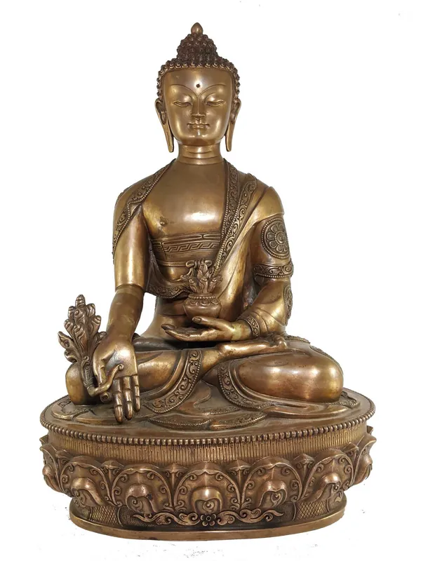 Statue profondément sculptée du Bouddha de la Médecine
