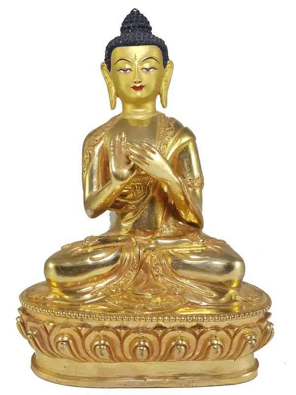 Statue de Bouddha Vairocana au Visage Peint