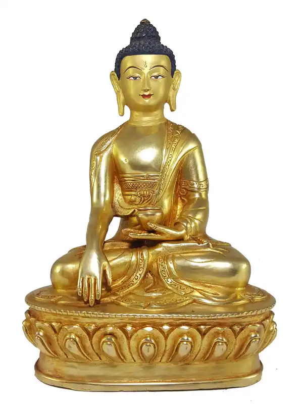 Statue de Shakyamuni Bouddha au Visage Peint