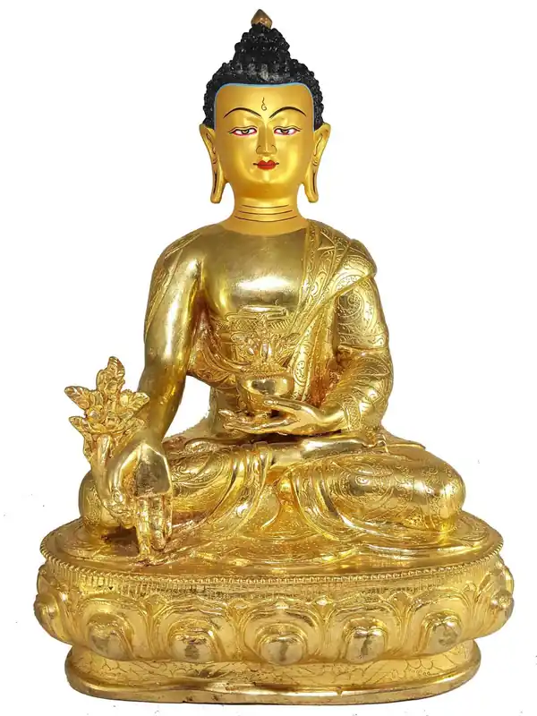 Statue du Bouddha de Médecine et Visage Peint