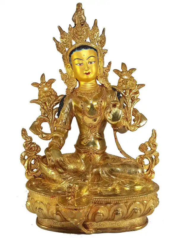 Statue de la Tara Verte au Visage Peint du Népal