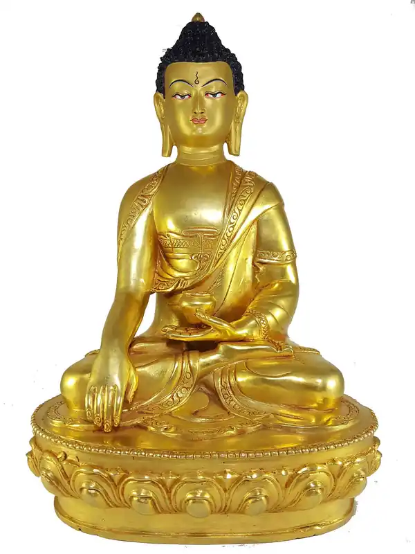 Statue de Shakyamuni Bouddha et Visage Peint