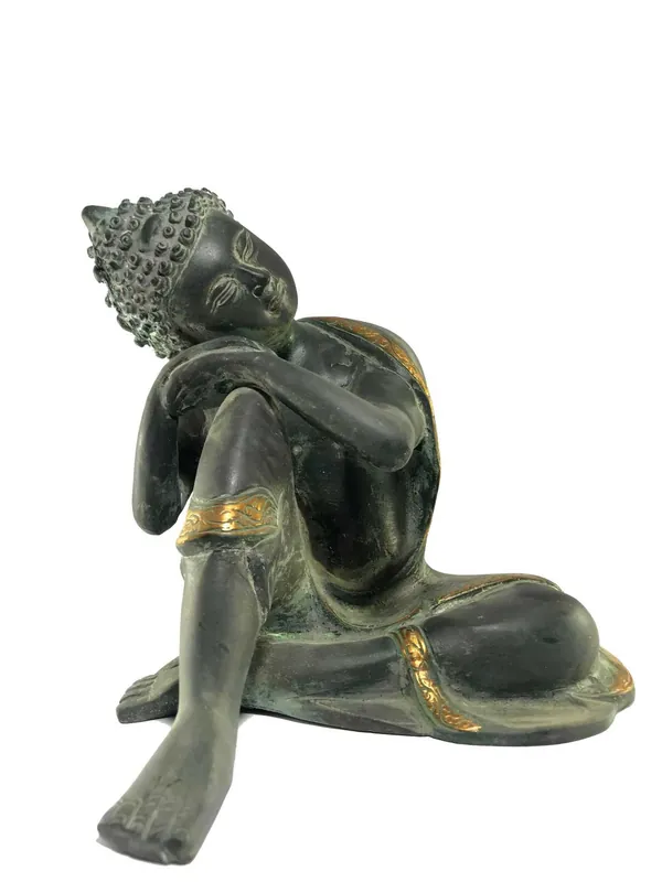 Statue du Bouddha Reposant avec une finition noire