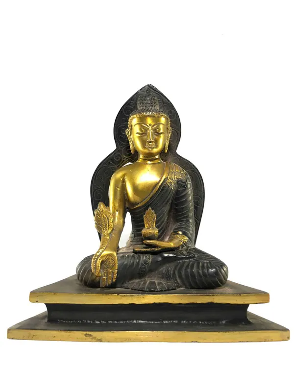 Statue du Bouddha de la Médecine avec finition bicolore