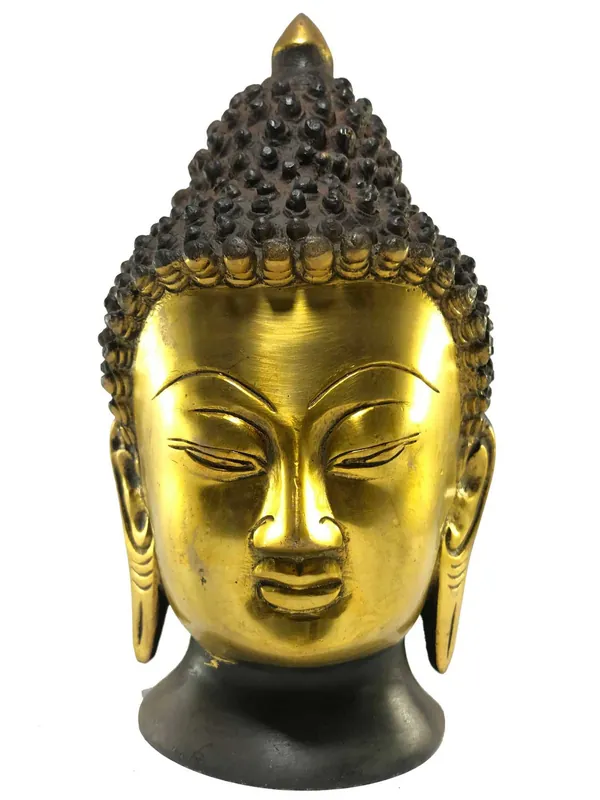 Statue de tête de Bouddha avec finition bicolore