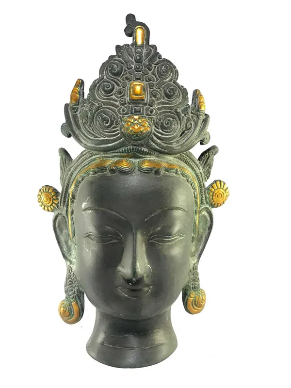 Statue de la tête de Tara Verte finition noire