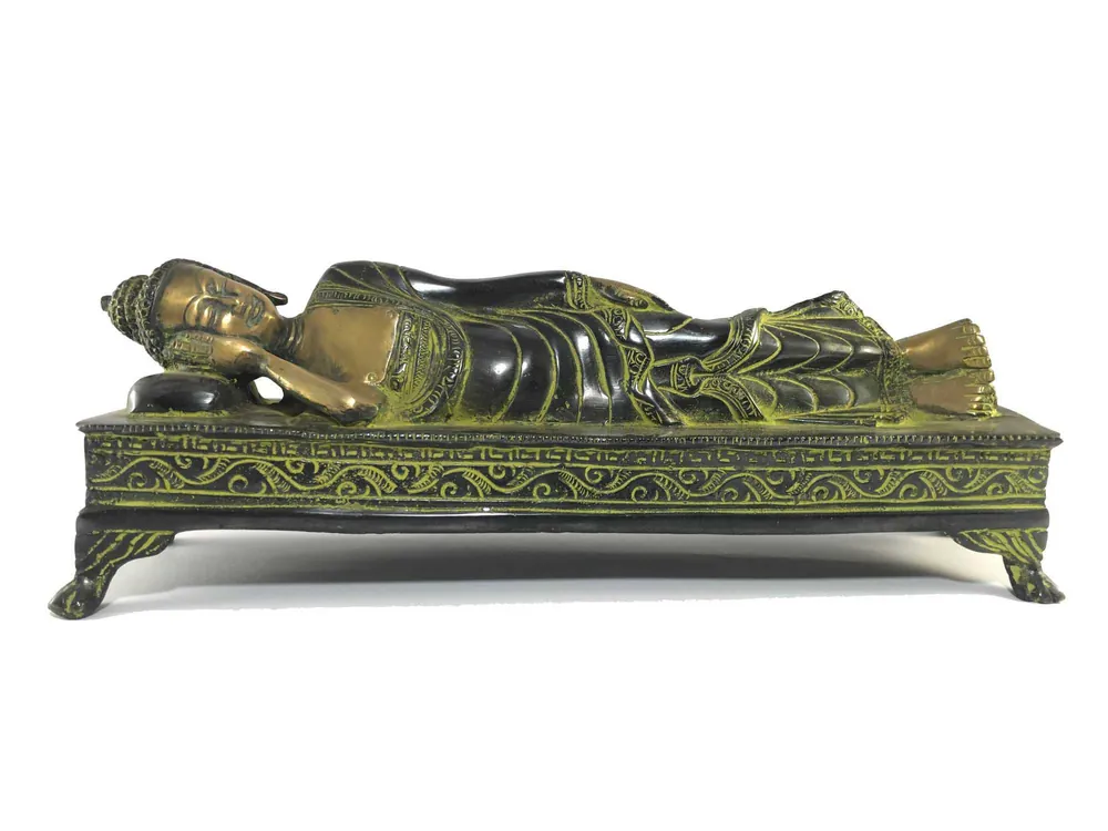 Statue du Bouddha Nirvana avec finition bicolore