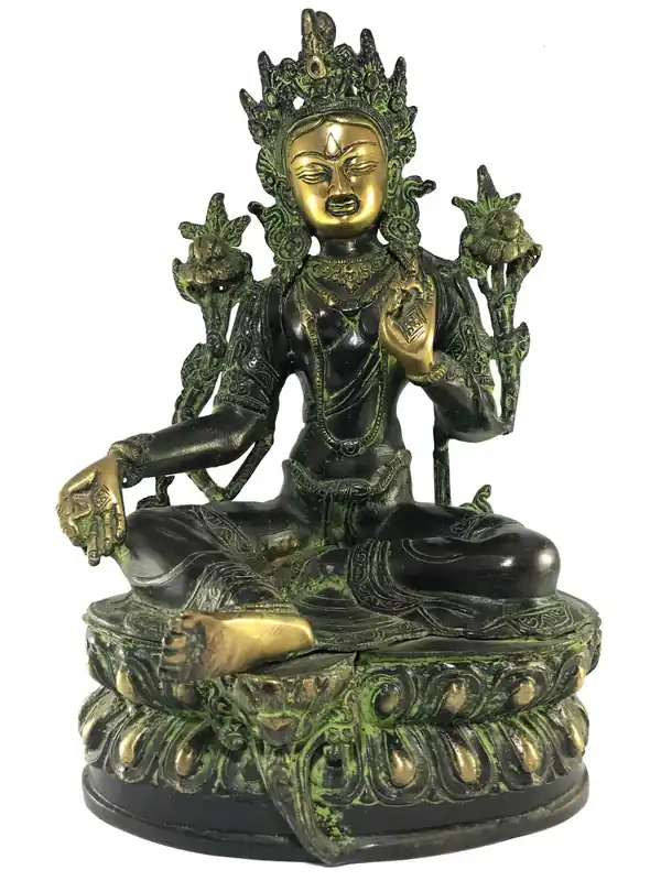 Statue tibétaine de la déesse Tara verte