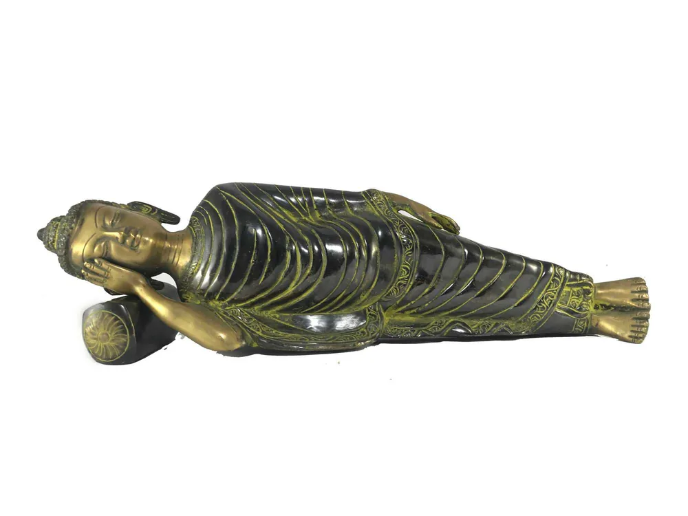 Statue du Bouddha Nirvana à finition bicolore