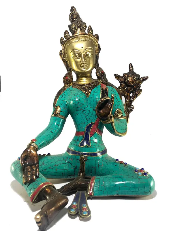 Statue de Tara Verte avec Monture en Pierre
