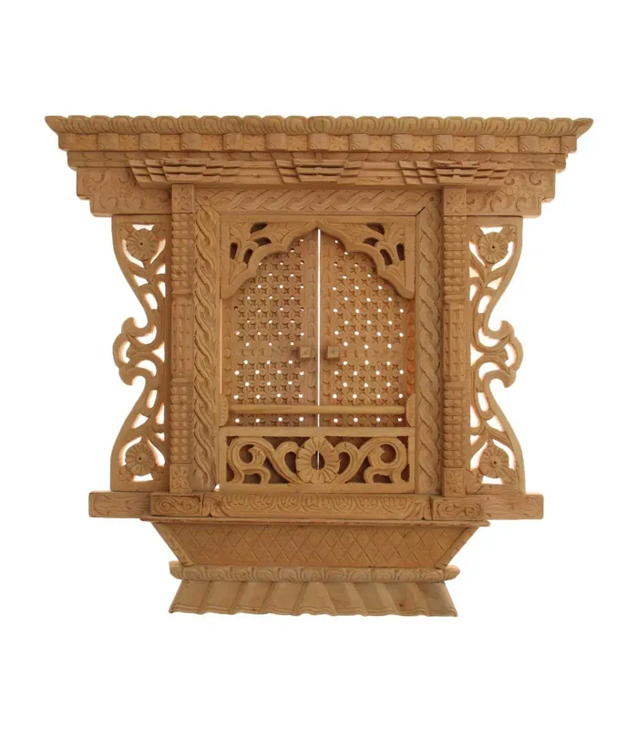 Porte coulissante sculptée à la main avec motif floral