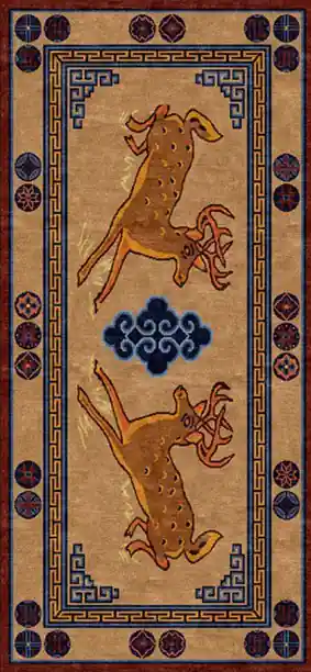 Tapis tibétain avec motif de cerf