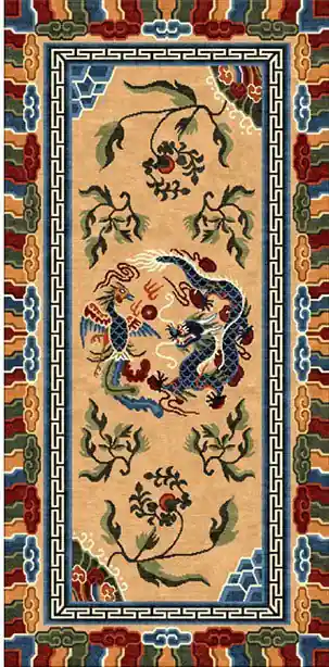 Tapis tibétain avec motif de dragon